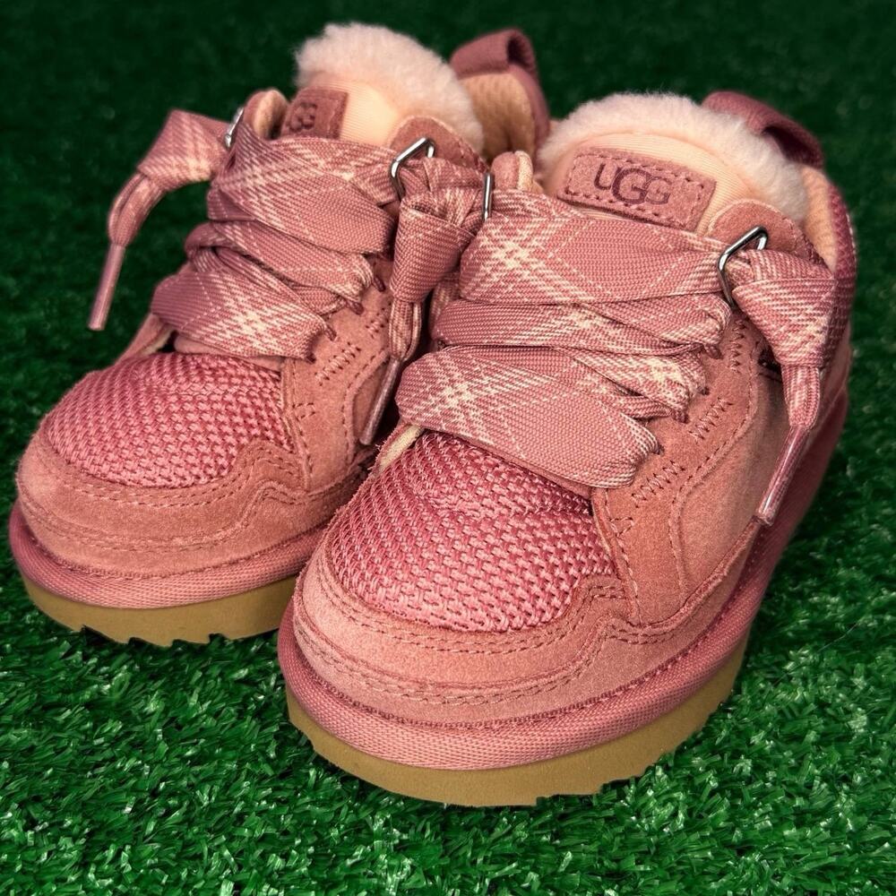 UGG Lo Lowmel Pink Suede Sneakers Kids T7 Little Kid Cozy Casual Shoes